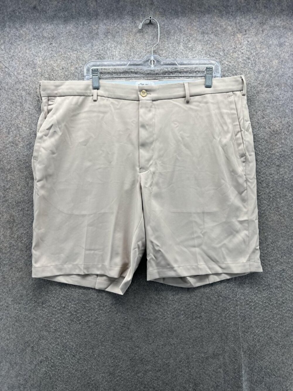 Peter Millar Shorts Mens 40 Beige Chino Flat Front Casual Polyester Golf Pockets - Picture 1 of 12